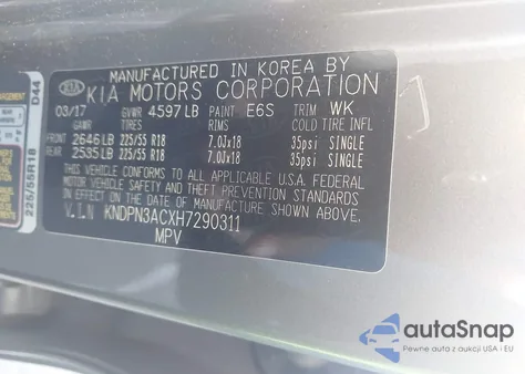 2017 Kia Sportage Ex z USA, uszkodzony, nr VIN KNDPN3ACXH7290311